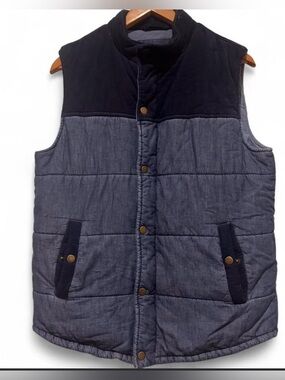 Men’s Medium Marine Layer Corduroy Vest Blue 100% Cotton